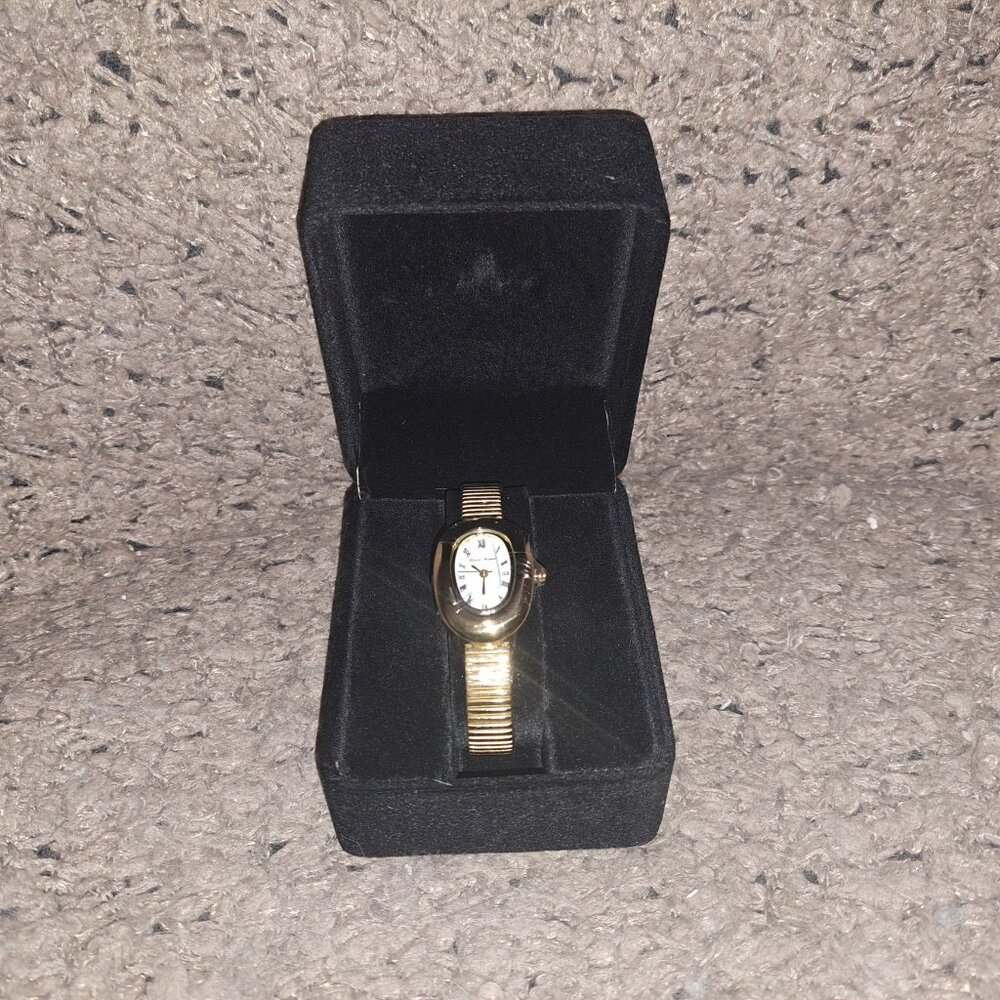 HEAVEN MAYHEM-Amara Gold-Plated Oval Watch Roman Numeral-Adjustable Clasp-NIB